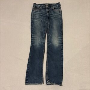 Silver Jeans Co Suki Mid Straight Leg Jeans 28x32 Medium Wash Y2K Grunge Chic